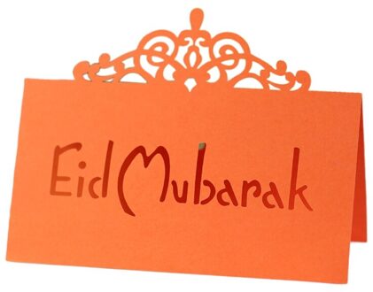 100Pcs 3D Bloemen Kroon Eid Mubarak Tafel Card Ramadan Kareem Holle Letters Papier Placecard Moslim Party Decoratie 5