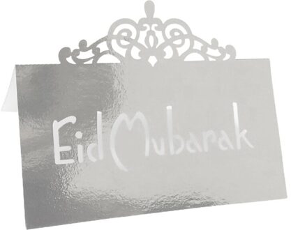 100Pcs 3D Bloemen Kroon Eid Mubarak Tafel Card Ramadan Kareem Holle Letters Papier Placecard Moslim Party Decoratie 7