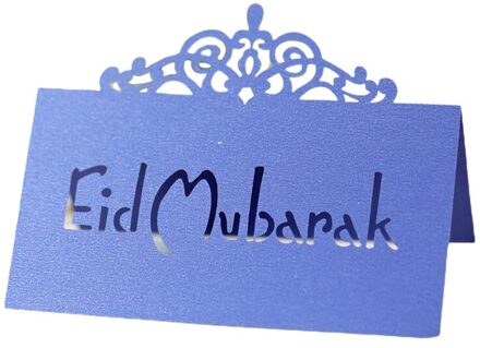 100Pcs 3D Bloemen Kroon Eid Mubarak Tafel Card Ramadan Kareem Holle Letters Papier Placecard Moslim Party Decoratie