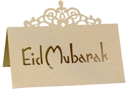 100Pcs 3D Bloemen Kroon Eid Mubarak Tafel Card Ramadan Kareem Holle Letters Papier Placecard Moslim Party Decoratie