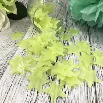 100pcs 3D Wall Stickers Stars Glow In Dark Luminous Fluorescent Plastic Wall Sticker Home Decor Decal Wallpaper Home Decorative geel