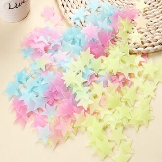 100pcs 3D Wall Stickers Stars Glow In Dark Luminous Fluorescent Plastic Wall Sticker Home Decor Decal Wallpaper Home Decorative kleurmenging