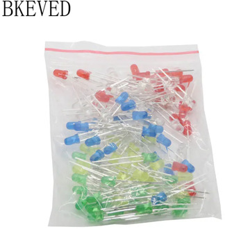 100pcs 3mm LED Light Assorted set DIY Kit White Yellow Red Green Blue 5value X 20pcs=100pcs Independent packing