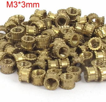 100pcs 4.2mm M3x3mm Threaded Round Metal Knurl Thread Insert Nuts Brass Tone