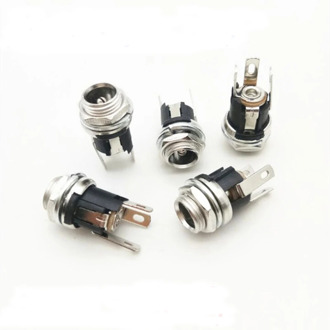 100pcs/500pcs 5.5mm x 2.5mm 5.5*2.5 mm DC-025 5.5-2.5 Metal Head Power Jack Socket Female Panel Mount Connectors Receptacle