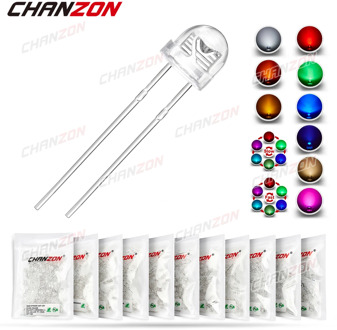 100pcs 5mm LED Emitting Diode Straw Hat Micro Indicator Warm White Red Green Blue Yellow Orange UV Pink RGB Flashing 3V DIY Bulb