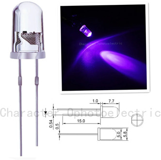 100PCS 5mm superbright Ultra Violet LED UV 390-395nm Lamp 2500mcd