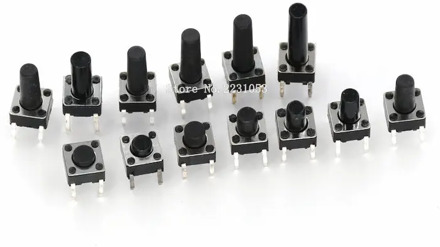 100PCS 6*6*4.3mm 5mm 6 7 8 9 10 11 12 13 14 15 16 17 6X6 4Pin Tactile Tact Push Button Micro Switch Self-reset DIP Switches