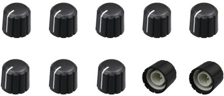 100Pcs 6mm Zwart Plastic Half Ronde As D-As Knop Met Witte Indicator Lijn