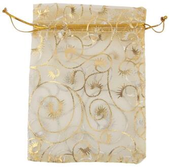 100Pcs 9x1 2Cm Golden Organza Wimper Garen Zak Sieraden Verpakkingen Zak Wedding Christmas tas