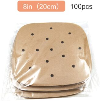 100Pcs Air Friteuse Stoomboot Liners Stomen Mand Mat Non-stick Stomen Mand Mat Food Grade Vierkante Bakken Tool keuken Benodigdheden 8 duim