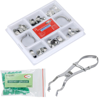 100Pcs/Box Dental Sectional Contoured Matrices Metal Matrix No.1.398 Matrix Band Forming Clip 40Pcs/Box Silicone Add-On Wedges