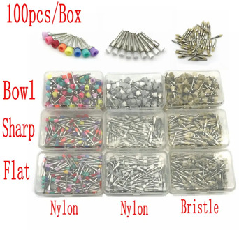100pcs/box Disposable Dental Polisher Nylon Bristle Brush Polishing Polisher Cup Teeth Whitening Prophy Brushes Dentist Tools