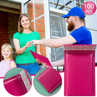 100Pcs Bubble Mailers Gevoerde Enveloppen Pearl Film Mail Envelop Tas Voor Boek Tijdschrift Bekleed Mailer Self Seal roze 10stk