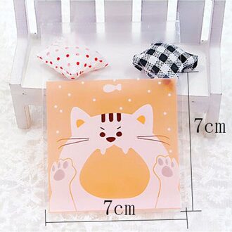 100pcs Cartoon Dier Zelfklevende Plastic Zak Briefpapier Opbergzakken Kids 7x7cm Plastic Envelop Kantoor schoolbenodigdheden 7x7cm kat