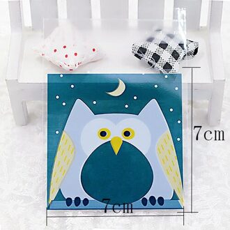 100pcs Cartoon Dier Zelfklevende Plastic Zak Briefpapier Opbergzakken Kids 7x7cm Plastic Envelop Kantoor schoolbenodigdheden 7x7cm owl