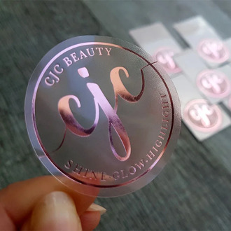 100pcs Clear PVC Stikcers Personalise Foil Gold Transparent Stickers Logo Custom Labels papel pared