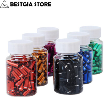 100pcs CNC 5mm Shift Brake Cable 4mm MTB Bike Derailluer Housing Cap Line Outer Crimp Tips Aluminum Ring Ferrule Inner Cable End