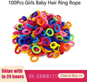 100pcs Colors Girls Baby Hair Ring Rope Headwear Scrunchies Elastic Hair Band Kids Hair Accessories For Women Hair Tie Bebes