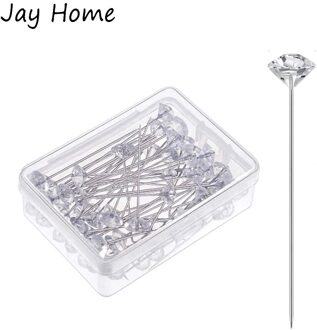 100Pcs Crystal Diamant Pinnen Corsage Witte Parel Hoofd Pinnen Bruiloft Sieraden Decoratie Kleermakerij Diy Naaien Spelden
