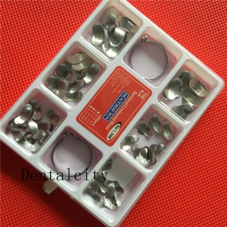 100Pcs Dental Matrix Sectional matrix Contoured Metal Matrices No.1.398 + 2 Rings
