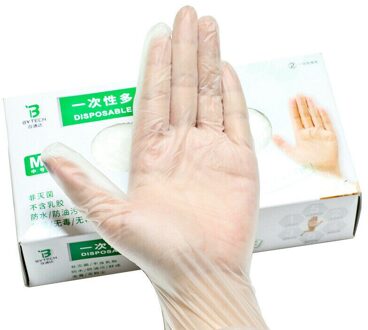 100pcs Disposable Clear Polythene Gloves Plastic Food Safe Cleaning Glove
