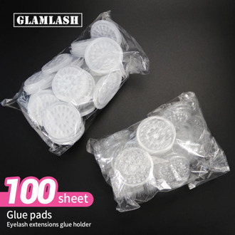 100pcs disposable Eyelash glue holder Pallet Eyelash Extension glue pads stand on eyelash plastic glue holder Glue Gasket