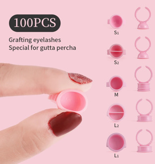 100Pcs Disposable Glue Holder Ring Cups Eyelashes Extension Tattoo Pigment Holder Pallet Adhesive Glue Holder Palette Container