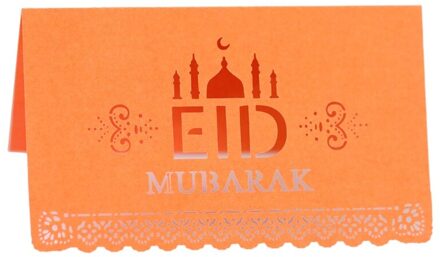 100Pcs Eid Mubarak Papier Postkaart Ramadan Kareem Party Zetel Tafel Uitnodiging Hollow Out Plaats Kaart Moslim Decoratie of