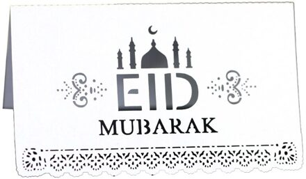 100Pcs Eid Mubarak Papier Postkaart Ramadan Kareem Party Zetel Tafel Uitnodiging Hollow Out Plaats Kaart Moslim Decoratie