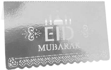 100Pcs Eid Mubarak Papier Postkaart Ramadan Kareem Party Zetel Tafel Uitnodiging Hollow Out Plaats Kaart Moslim Decoratie