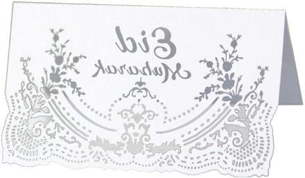 100Pcs Eid Mubarak Party Hollow Plaats Kaart Ramadan Uitnodiging Kaart Tafel Decor wit