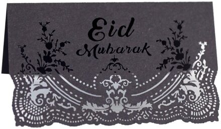 100Pcs Eid Mubarak Party Hollow Plaats Kaart Ramadan Uitnodiging Kaart Tafel Decor zwart