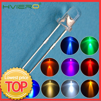 100Pcs F3 3mm Round White Red Green Blue Water Clear Diode LED Assortment Kit Ultra Super Bright Light Emitting Diodes Bulb Lamp