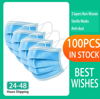 100pcs Face Mouth Protective Mask Disposable Protect 3 Layers Filter Dustproof Earloop Non Woven Mouth Masks 48 hours Shipping