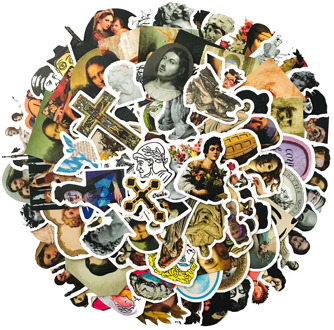 100Pcs Famous Artists Oil Painting Mona Lisa Stickers For DIY Laptop Scrapbooking Graffiti Diary Label Stationery Decor Sticker