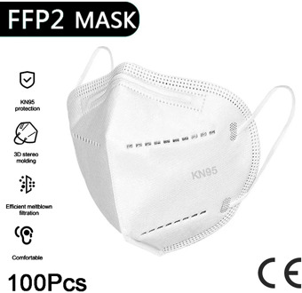 100PCS FFP2 Face Mask KN95 Facial Masks Filtration Anti Dust Mask Mouth Mask Protect Mascarillas Masque Tapabocas Dustproof