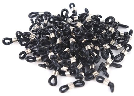100Pcs Glazen Ketting Plastic Siliconen Verbinding Glazen Keten Antislip Rubber Ring Strap Extension Lente Diy Brillen Touw zwart