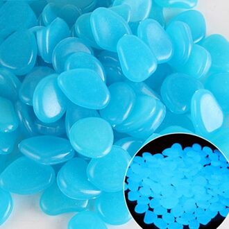 100Pcs Glow In The Dark Tuin Steentjes Glow Stenen Rocks Walkways Path Patio Gazon Decor Lichtgevende Outdoor Decoratie Accessoires blauw