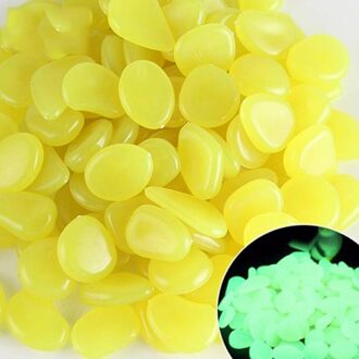 100Pcs Glow In The Dark Tuin Steentjes Glow Stenen Rocks Walkways Path Patio Gazon Decor Lichtgevende Outdoor Decoratie Accessoires geel
