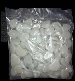 100Pcs Glow In The Dark Tuin Steentjes Tuinieren Lichtgevende Gloed Stenen Outdoor Decor Gloeiende Water Aquarium Grind wit