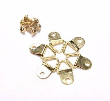 100Pcs Gouden Driehoek D-Ring Opknoping Foto Olieverf Spiegel Frame Haken Hangers Met 100 Schroeven 10x20mm met Screws