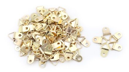 100Pcs Gouden Driehoek D-Ring Opknoping Foto Olieverf Spiegel Frame Haken Hangers Met 100 Schroeven 10x20mm nee Screws