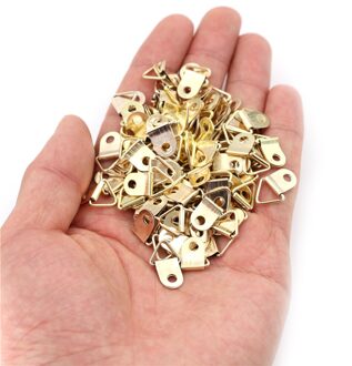 100Pcs Gouden Driehoek D-Ringen Opknoping Foto Olieverf Spiegel Frame Haken Fotolijst Hanger