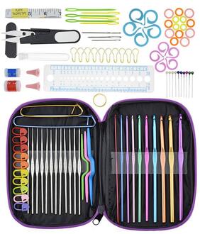 100Pcs Haak Haak Set Met Garen Breien Naalden Naaien Gereedschap Set Steek Houder Haak Weven Gereedschap Naaien Gereedschap paars