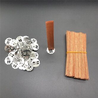 100Pcs Hout Kaars Wieken Met Ijzer Stand Natuurlijke Rookloze Hout Chip Lont Voor Diy Craft Kaars Maken Levert Soja paraffine
