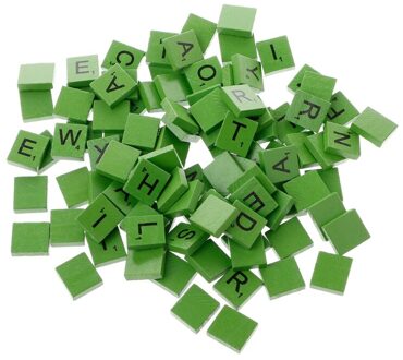 100Pcs Houten Kleurrijke Tegels Mix Letters Gelakt Alfabet groen