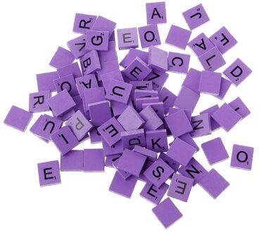 100Pcs Houten Kleurrijke Tegels Mix Letters Gelakt Alfabet paars