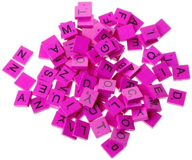 100Pcs Houten Kleurrijke Tegels Mix Letters Gelakt Alfabet roos rood