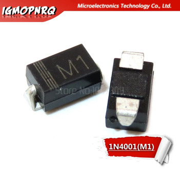 100PCS IN4001 DIODE SMA M1 1N4001 SMD 1A 50V Rectifier Diode